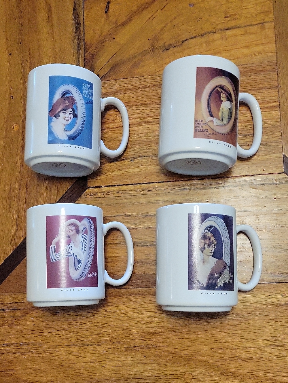 Collectible Kelly Springfield Tires Vintage Portrait Mugs - Set of 4